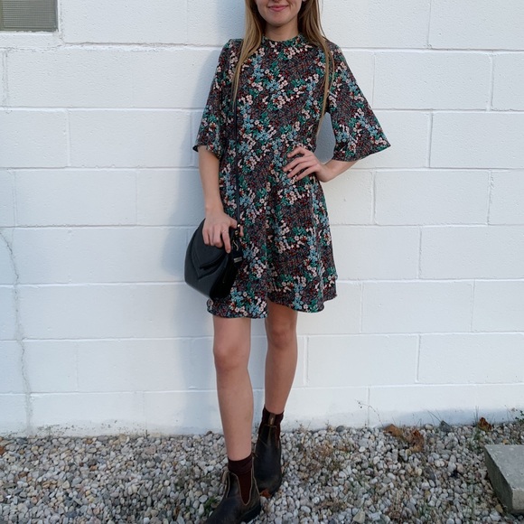Zara Mock Neck Floral Dress - Picture 2 of 5